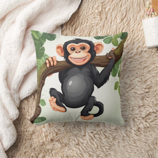 Schattigee Crazy Funny Chimpanzee Cartoon Kussen (Deken)