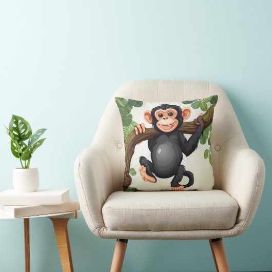 Schattigee Crazy Funny Chimpanzee Cartoon Kussen (Stoel)