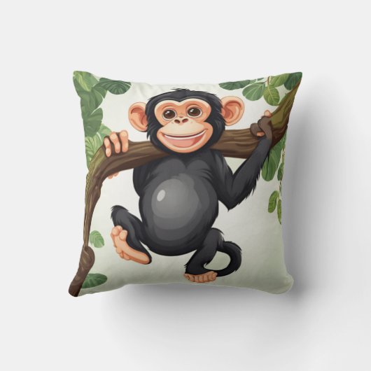 Schattigee Crazy Funny Chimpanzee Cartoon Kussen (Achterkant)