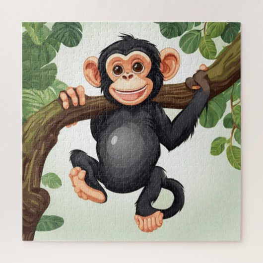 Schattigee Crazy Funny Chimpanzee Cartoon Legpuzzel (Verticaal)
