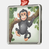 Schattigee Crazy Funny Chimpanzee Cartoon Metalen Ornament (Links)