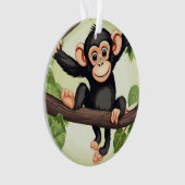 Schattigee Crazy Funny Chimpanzee Cartoon Ornament (voorkant)