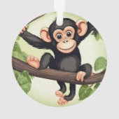 Schattigee Crazy Funny Chimpanzee Cartoon Ornament (achterkant)