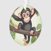 Schattigee Crazy Funny Chimpanzee Cartoon Ornament (voorkant)