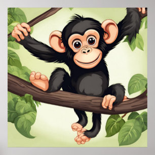 Schattigee Crazy Funny Chimpanzee Cartoon Poster