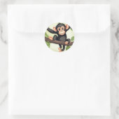 Schattigee Crazy Funny Chimpanzee Cartoon Ronde Sticker (Tas)