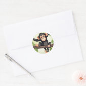 Schattigee Crazy Funny Chimpanzee Cartoon Ronde Sticker (Envelop)
