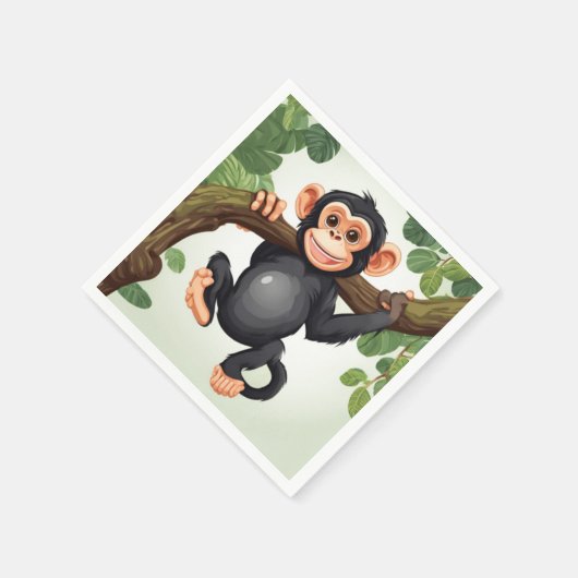 Schattigee Crazy Funny Chimpanzee Cartoon Servet (Hoek)