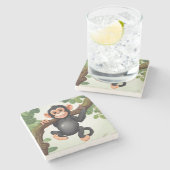 Schattigee Crazy Funny Chimpanzee Cartoon Stenen Onderzetter (Zijkant)