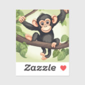 Schattigee Crazy Funny Chimpanzee Cartoon Sticker (Vel)