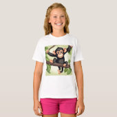 Schattigee Crazy Funny Chimpanzee Cartoon T-shirt (Voorkant volledig)