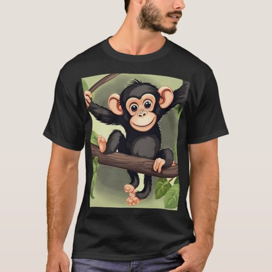 Schattigee Crazy Funny Chimpanzee Cartoon T-shirt (Voorkant)