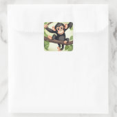 Schattigee Crazy Funny Chimpanzee Cartoon Vierkante Sticker (Tas)