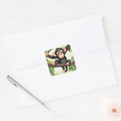 Schattigee Crazy Funny Chimpanzee Cartoon Vierkante Sticker (Envelop)
