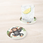 Schattigee Crazy Funny Chimpanzee Cartoon Zandsteen Onderzetter (Zijkant)
