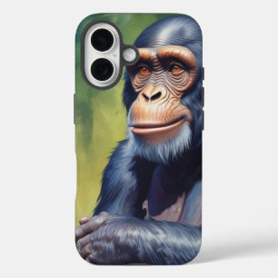 Schattigee Crazy Funny Chimpanzee iPhone 16 Hoesje