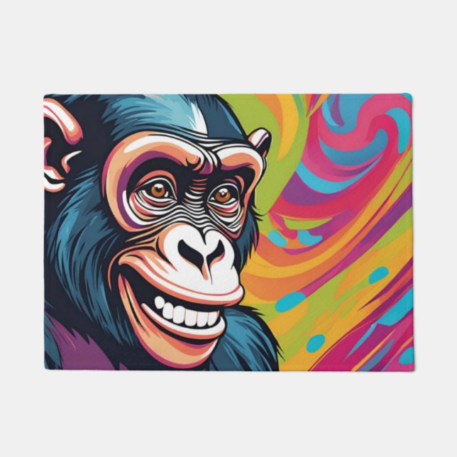 Schattigee Crazy Funny Chimpanzee Deurmat (Voorkant)