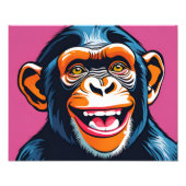 Schattigee Crazy Funny Chimpanzee Foto Afdruk (Voorkant)