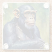 Schattigee Crazy Funny Chimpanzee Glazen Onderzetter (Achterkant)