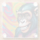 Schattigee Crazy Funny Chimpanzee Glazen Onderzetter (Achterkant)
