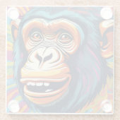 Schattigee Crazy Funny Chimpanzee Glazen Onderzetter (Achterkant)