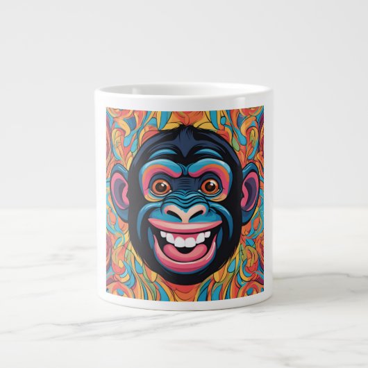 Schattigee Crazy Funny Chimpanzee Grote Koffiekop (Voorkant)