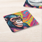Schattigee Crazy Funny Chimpanzee Kartonnen Onderzetters (Schuin)