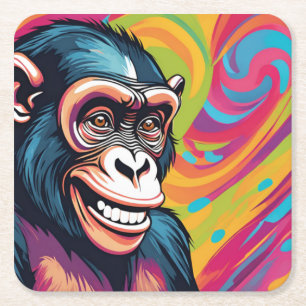Schattigee Crazy Funny Chimpanzee Kartonnen Onderzetters