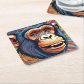 Schattigee Crazy Funny Chimpanzee Kartonnen Onderzetters (Schuin)