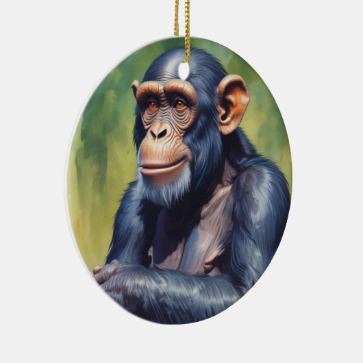 Schattigee Crazy Funny Chimpanzee Keramisch Ornament (Rechts)