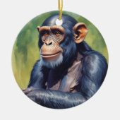 Schattigee Crazy Funny Chimpanzee Keramisch Ornament (Voorkant)