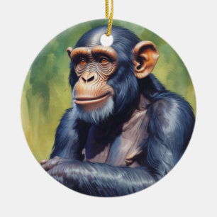 Schattigee Crazy Funny Chimpanzee Keramisch Ornament