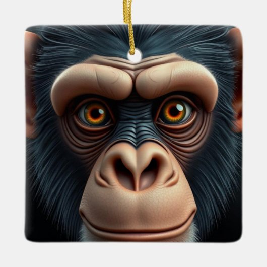 Schattigee Crazy Funny Chimpanzee Keramisch Ornament (Voorkant)