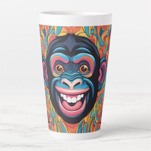 Schattigee Crazy Funny Chimpanzee Latte Mok (Voorkant)