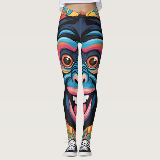 Schattigee Crazy Funny Chimpanzee Leggings (Voorkant)