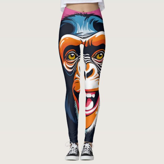 Schattigee Crazy Funny Chimpanzee Leggings (Voorkant)