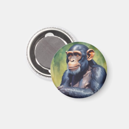 Schattigee Crazy Funny Chimpanzee Magneet (Voorkant / Achterkant)