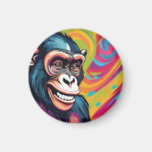 Schattigee Crazy Funny Chimpanzee Magneet (Voorkant)