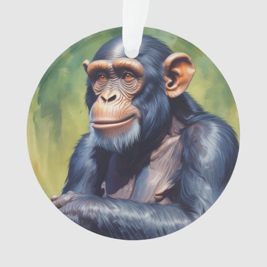 Schattigee Crazy Funny Chimpanzee Ornament (voorkant)