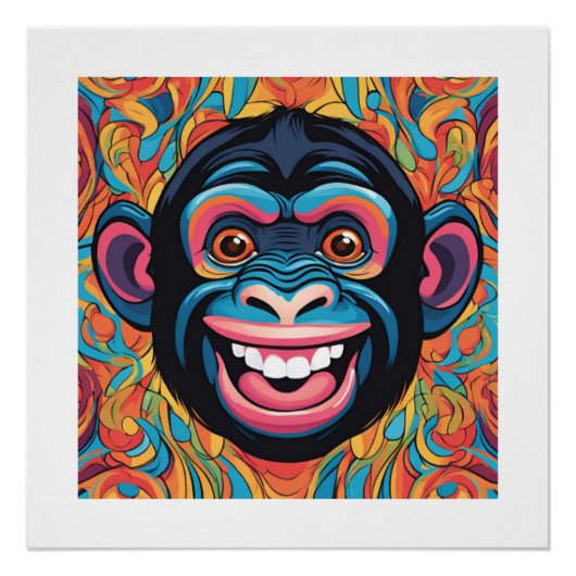 Schattigee Crazy Funny Chimpanzee Perfect Poster (Voorkant)