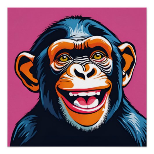 Schattigee Crazy Funny Chimpanzee Perfect Poster (Voorkant)