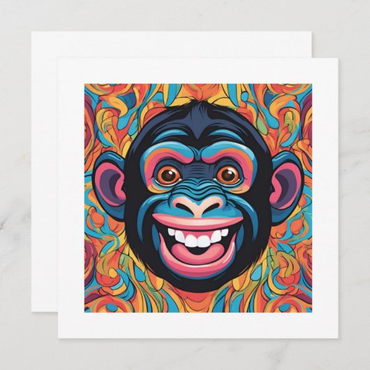 Schattigee Crazy Funny Chimpanzee Platte Kaart (Voorkant / Achterkant)