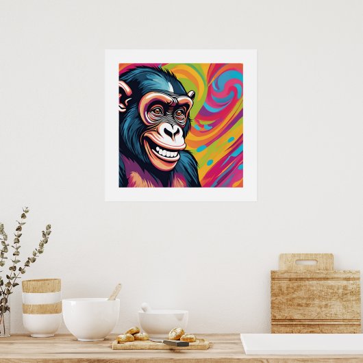 Schattigee Crazy Funny Chimpanzee Poster (Keuken)