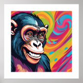 Schattigee Crazy Funny Chimpanzee Poster (Voorkant)