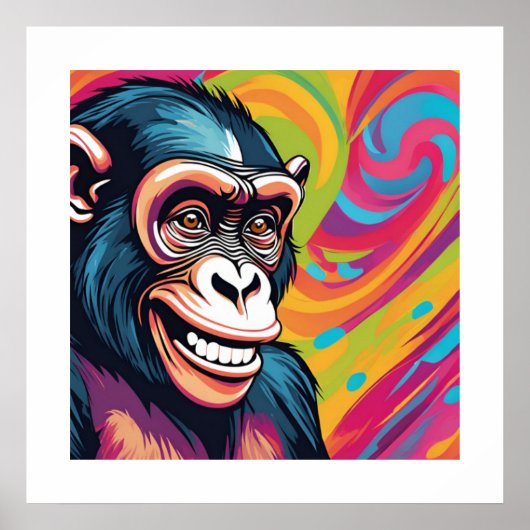 Schattigee Crazy Funny Chimpanzee Poster (Voorkant)