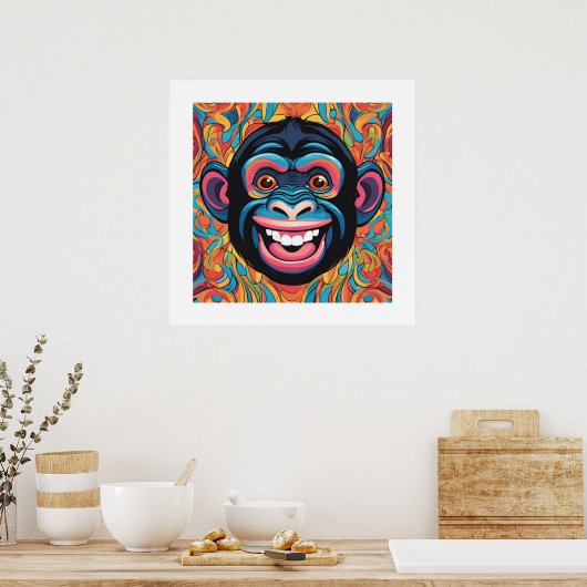 Schattigee Crazy Funny Chimpanzee Poster (Keuken)