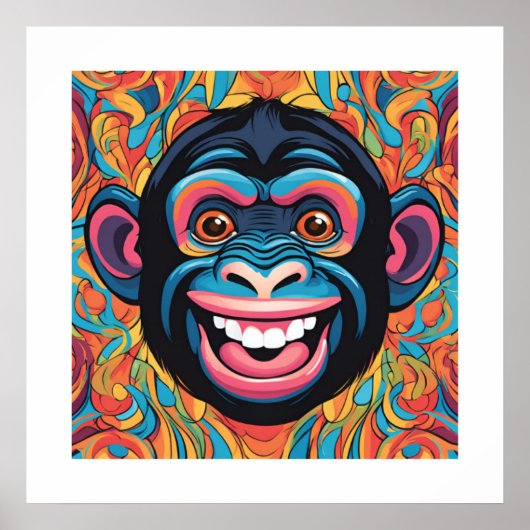 Schattigee Crazy Funny Chimpanzee Poster (Voorkant)