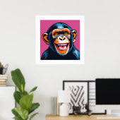 Schattigee Crazy Funny Chimpanzee Poster (Thuiskantoor)