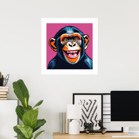 Schattigee Crazy Funny Chimpanzee Poster (Thuiskantoor)