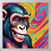 Schattigee Crazy Funny Chimpanzee Poster (Voorkant)